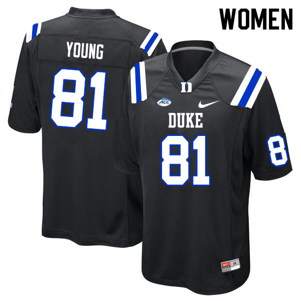 Women #81 Aaron Young Duke Blue Devils College Football Jerseys Sale-Black